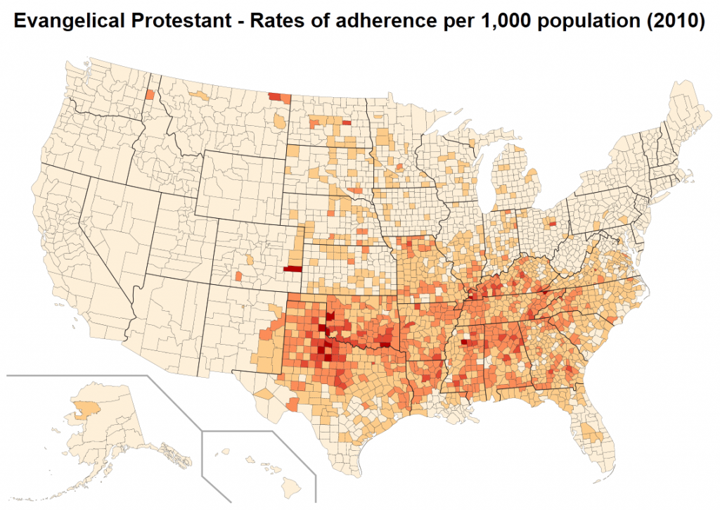 The Evangelical States of America | IndexMundi Blog