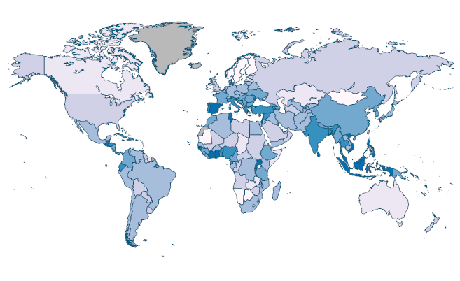 Permanent cropland (% of land area) by Country