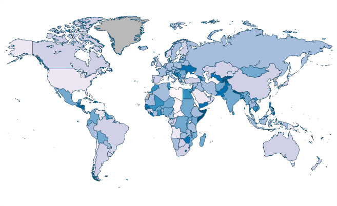 Personal remittances, received (% of GDP) by Country