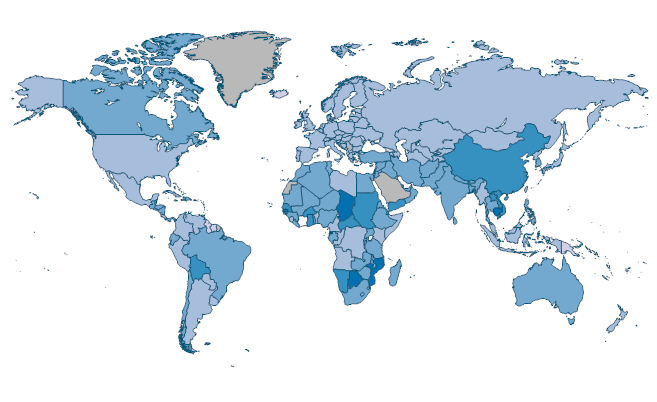 Total greenhouse gas emissions (% change from 1990) by Country