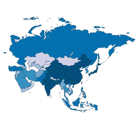 Population in largest city - Asia