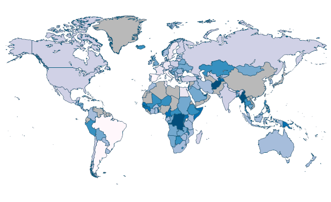 Goods and services expense (% of expense) by Country