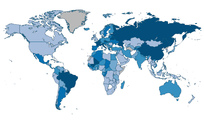 Labor tax and contributions (% of commercial profits) by Country