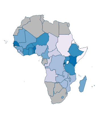 IDA resource allocation index (1=low to 6=high) - Africa