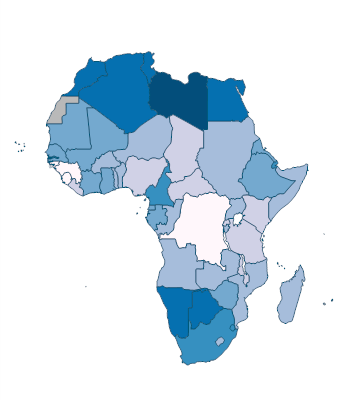 Fixed telephone subscriptions (per 100 people) - Africa