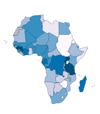 Exports as a capacity to import (constant LCU) - Africa