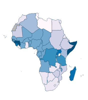 PPP conversion factor, GDP (LCU per international $) - Africa