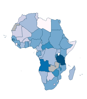 Pupil-teacher ratio, preprimary - Africa