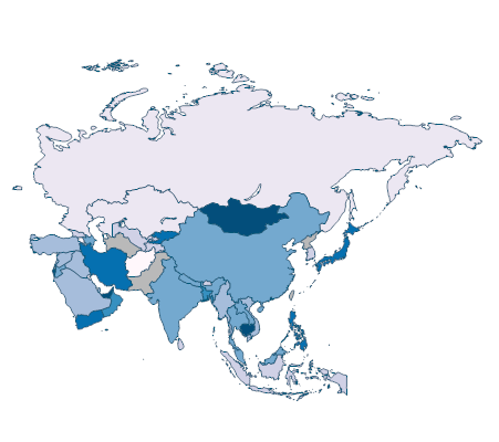 Pupil-teacher ratio, preprimary - Asia