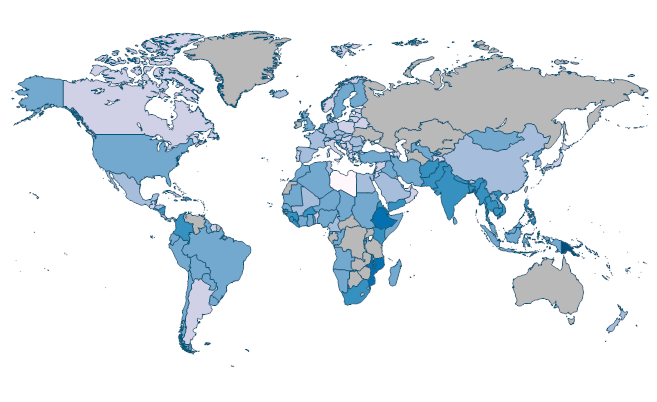 Pupil-teacher ratio, upper secondary by Country