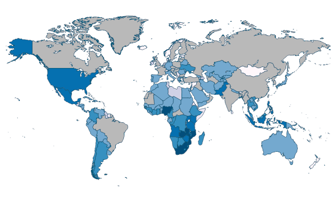 Hiv Around The World Map - United States Map