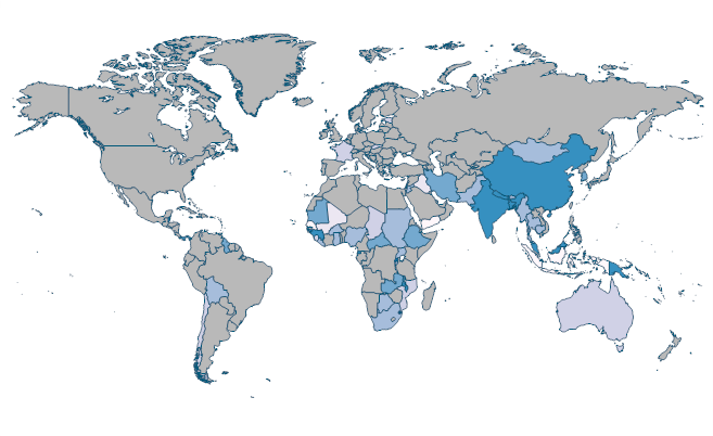 Community health workers (per 1,000 people) by Country