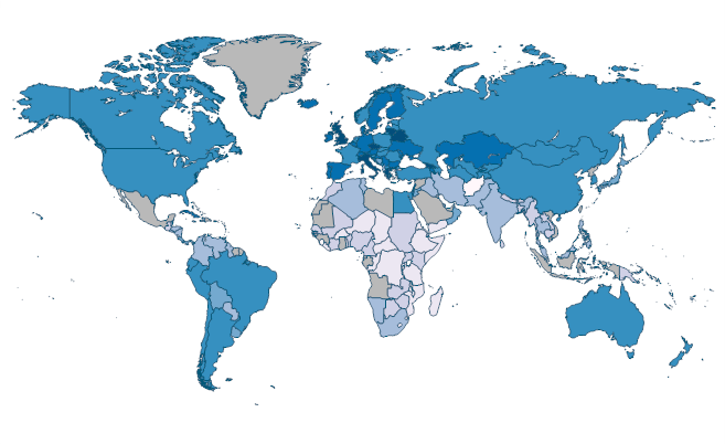 Specialist surgical workforce (per 100,000 population) by Country