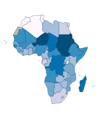 Prevalence of underweight, weight for age (% of children under 5) - Africa