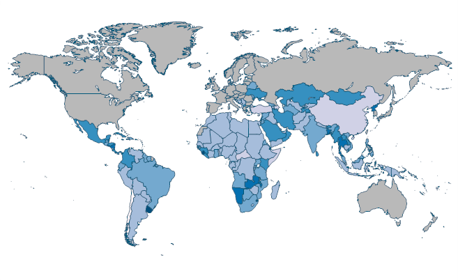 Diarrhea treatment (% of children under 5 who received ORS packet) by ...