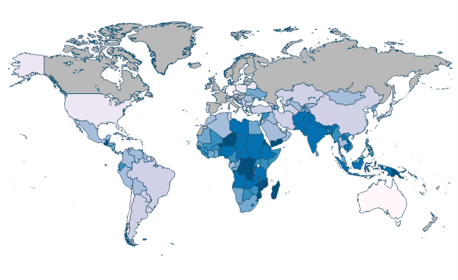 Prevalence of stunting, height for age (% of children under 5) by Country