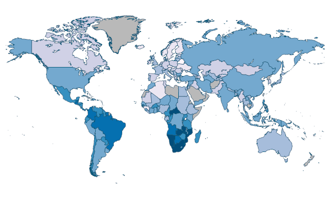 Income share held by highest 10% by Country