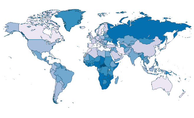 Mortality rate, adult, male (per 1,000 male adults) by Country