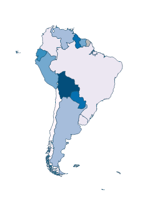 Birth rate, crude (per 1,000 people) - South America