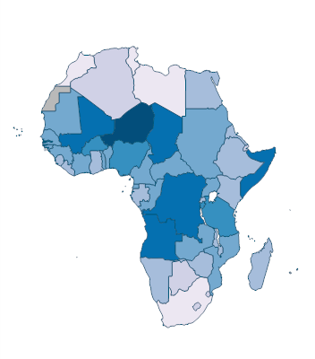 Fertility rate, total (births per woman) - Africa