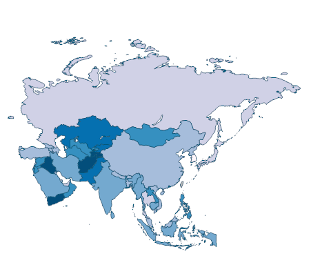 Fertility rate, total (births per woman) - Asia