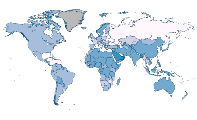 Population, male (% of total population) by Country