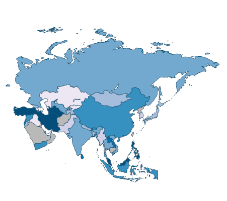 GINI index (World Bank estimate) - Asia