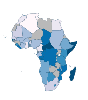 Prevalence of undernourishment (% of population) - Africa