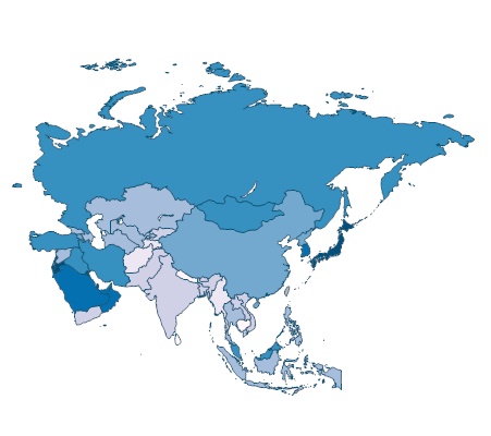 Urban population (% of total population) - Asia