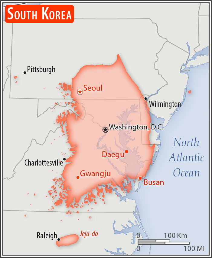 South Korea Area Comparative Geography