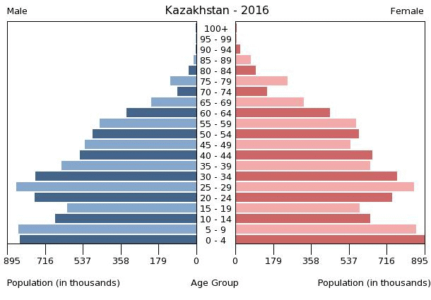 Kazakhstan Age Structure Demographics   Kazakhstan Population Pyramid 2016 