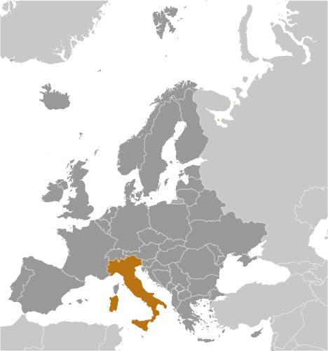 Map showing location of Italy